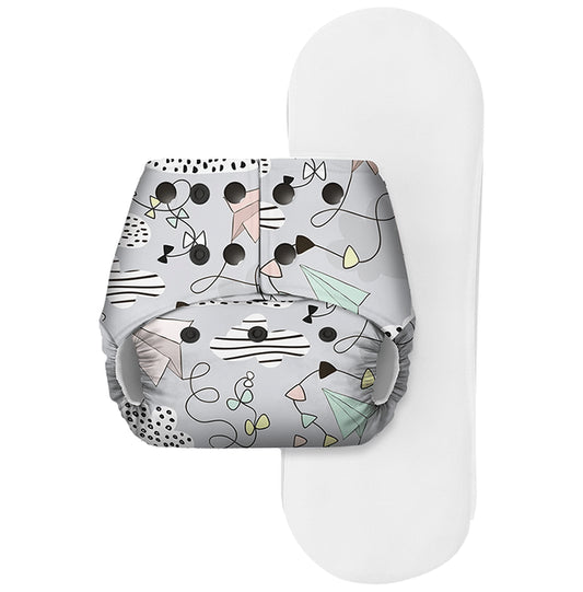 Basic Pocket Diaper with Dry Feel Pad Free Size Airplane - Classic Derma