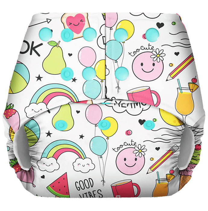 Basic Pocket Diaper with Dry Feel Pad Free Size Doodles - Classic Derma