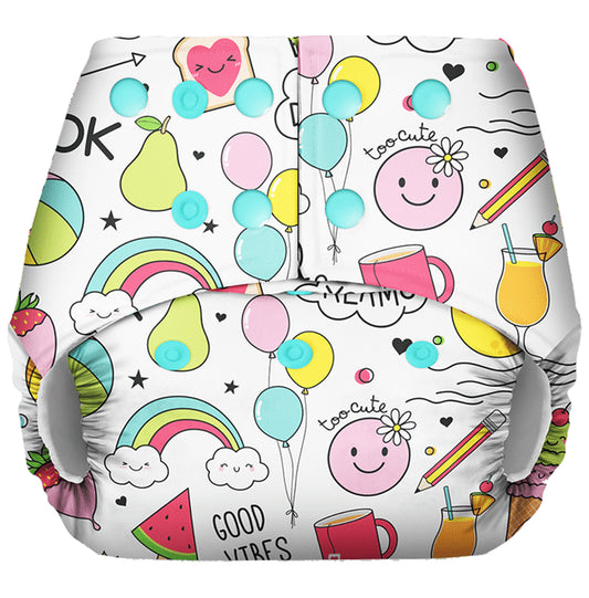 Basic Pocket Diaper with Dry Feel Pad Free Size Doodles - Classic Derma