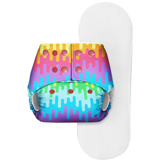 Basic Pocket Diaper with Dry Feel Pad Free Size Rainbow - Classic Derma