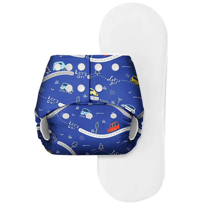 Basic Pocket Diaper with Dry Feel Pad Free Size Royal Blue - Classic Derma