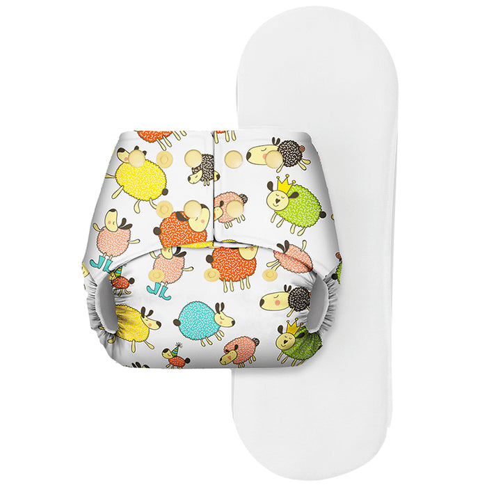 Basic Pocket Diaper with Dry Feel Pad Free Size Sheep - Classic Derma