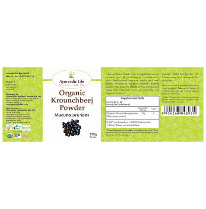 Ayurvedic Life Organic Krounchbeej Mucuna Pruriens Powder