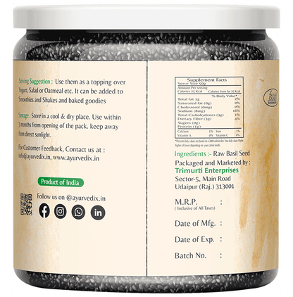 Ayurvedix Basil Raw Seeds