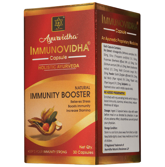 Ayurvidha Immunovidha Capsule (30 Each) Bottle - Classic Derma