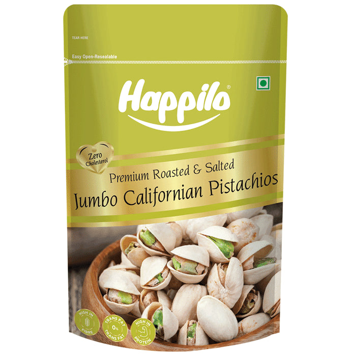Happilo Premium Californian Roasted & Salted Pistachios (200gm Each) - Classic Derma