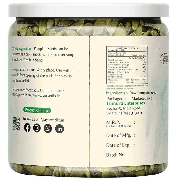 Ayurvedix Pumpkin Raw Seeds