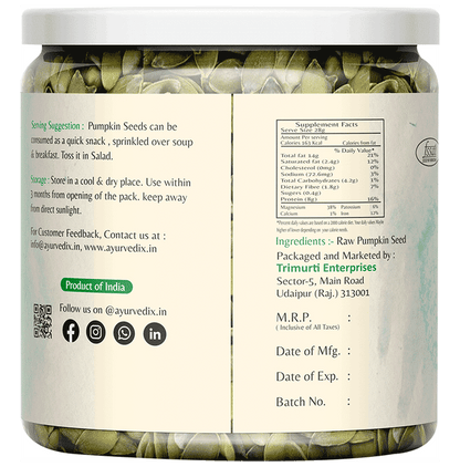 Ayurvedix Pumpkin Raw Seeds