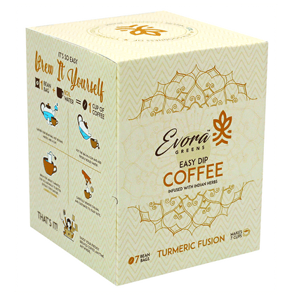 Evora Greens Easy Dip Coffee Bean Bag (12.5gm Each) Turmeric Fusion - Classic Derma