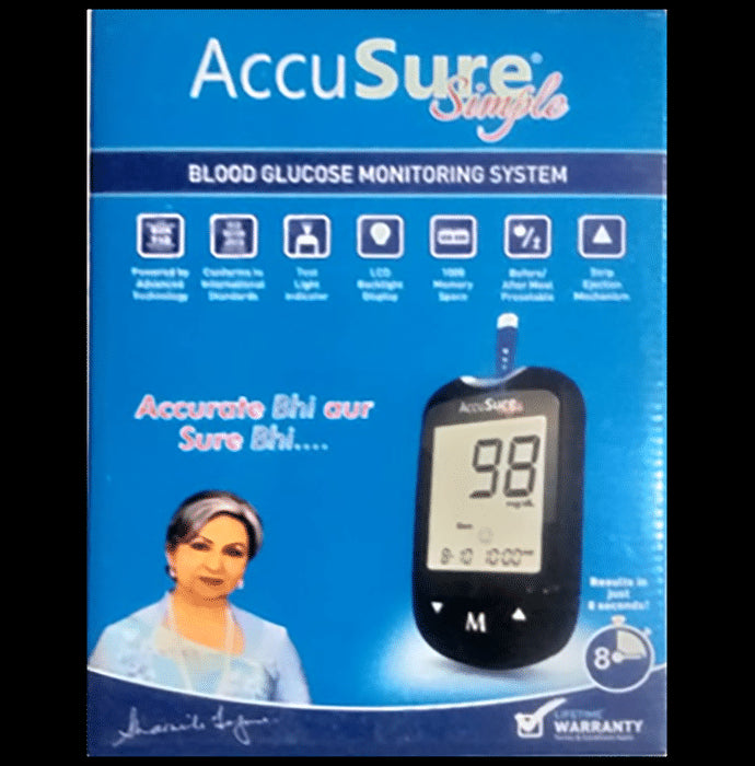 AccuSure Simple 4th Generation Blood Glucose Monitoring System Glucometer | Blood Glucose Monitors - Classic Derma