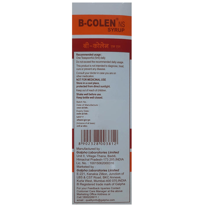 B Colen NS Syrup Lemon, Orange Sweet & Vanilla Gluten Free