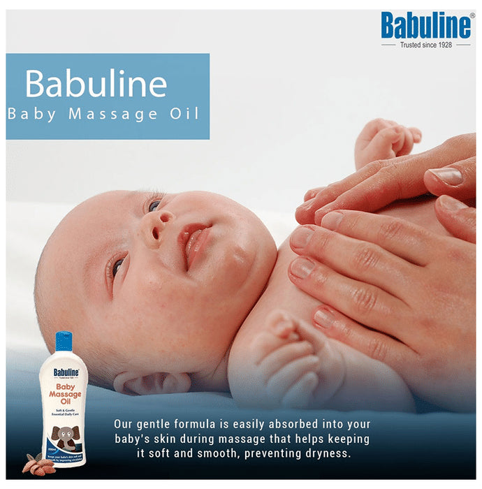 Babuline Baby Massage Oil for Relaxing Massage, Healthy and Strong Bones Made with 100% Natural Ingredients, Suitable for All Skin Types, Vitamin E, No Parabens Oil