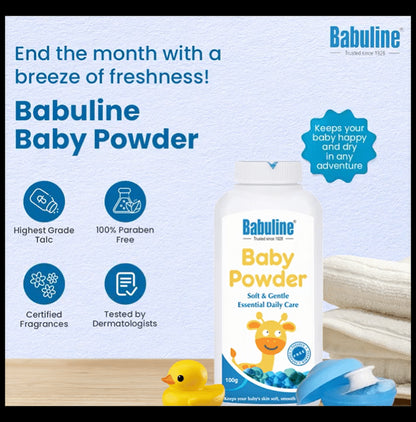 Babuline Baby Powder 100gm (Pack of 2) & Baby Soap 100gm (Pack of 2) Each Travel Kit | Suitable & Safe for newborn babies | Vitamin E | Paraben & Sulphate Free | Dermatologically tested