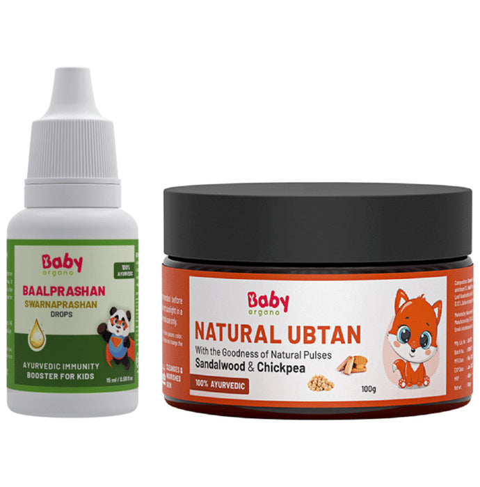 Baby Organo Combo Pack of Swarnaprashan Drop(15 ml ) & Natural Ubtan (100gm ) - Classic Derma