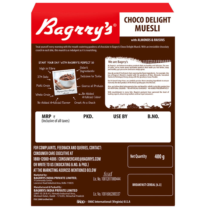 Bagrry's Choco Delight Muesli with Almonds & Raisins
