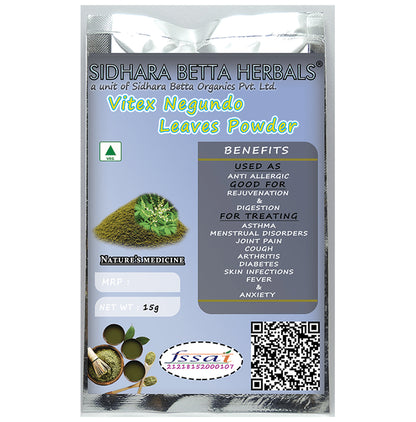 Sidhara Betta Herbals Vitex Negundo Leaves Powder - Classic Derma