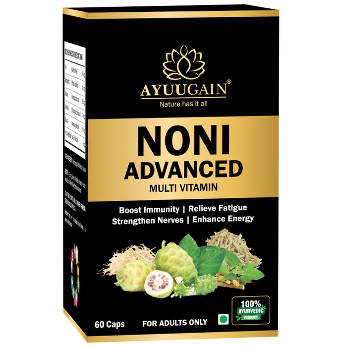 Ayuugain Noni Advanced Multivitamin Capsule for Men & Women, Boost Immunity, Energy, Stamina & Strength (60 Each) - Classic Derma