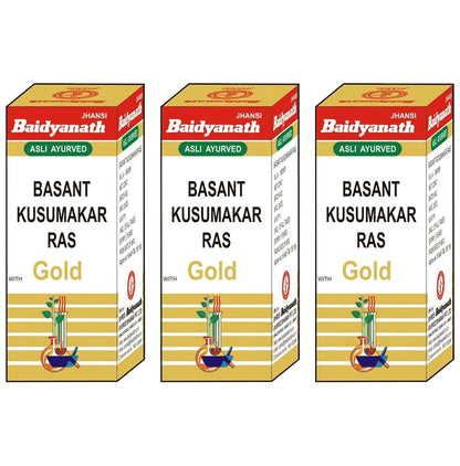 Baidyanath (Jhansi) Basant Kusumakar Ras with Gold Tablets (25 Each) - Classic Derma