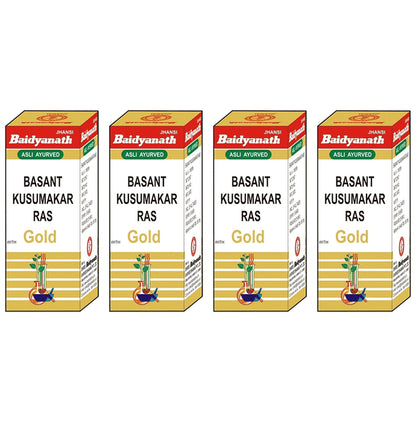 Baidyanath (Jhansi) Basant Kusumakar Ras with Gold Tablets (25 Each) - Classic Derma