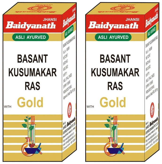 Baidyanath (Jhansi) Basant Kusumakar Ras with Gold Tablets (5 Each) - Classic Derma