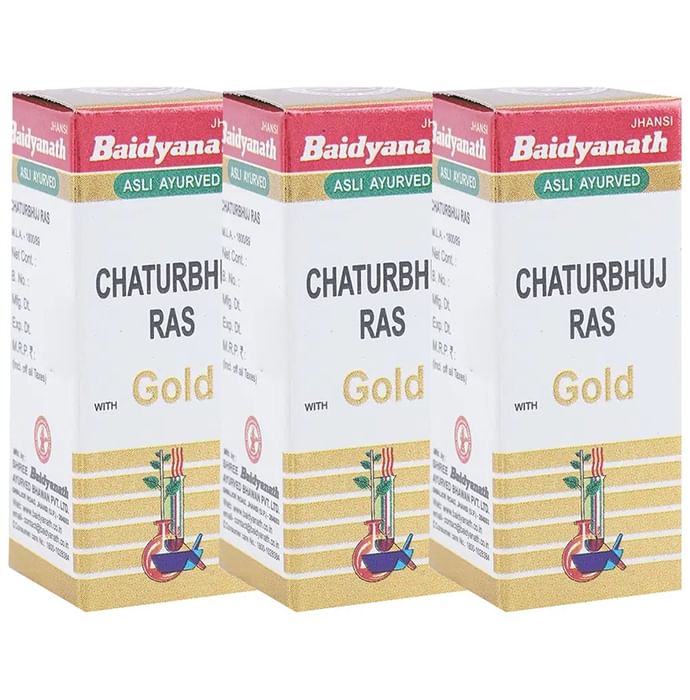 Baidyanath (Jhansi) Chaturbhuj Ras with Gold Powder (1gm Each) - Classic Derma