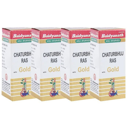 Baidyanath (Jhansi) Chaturbhuj Ras with Gold Powder (1gm Each) - Classic Derma