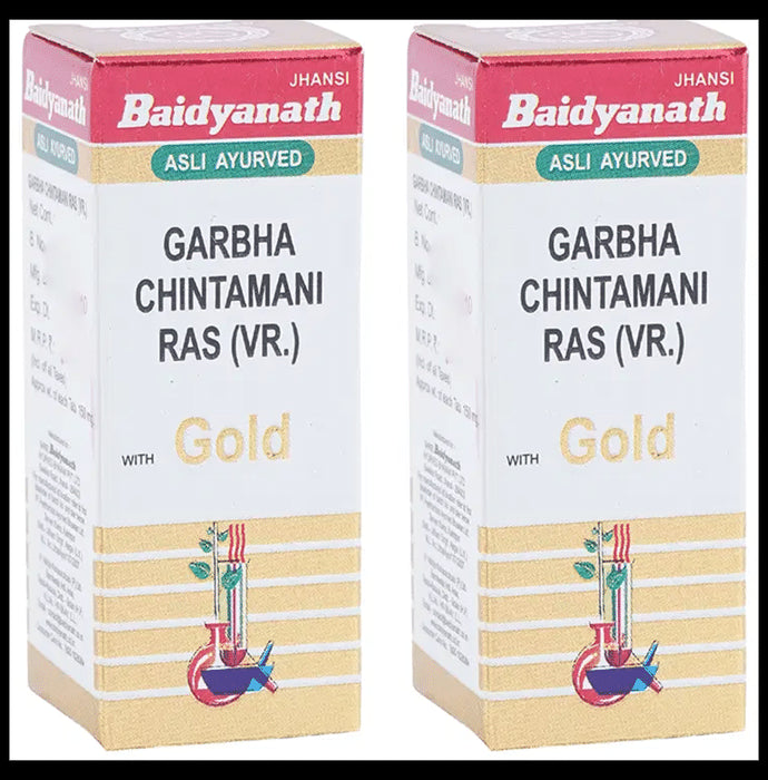 Baidyanath (Jhansi) Garbha Chintamani Ras (Vr.) with Gold Tablet (25 Each) - Classic Derma