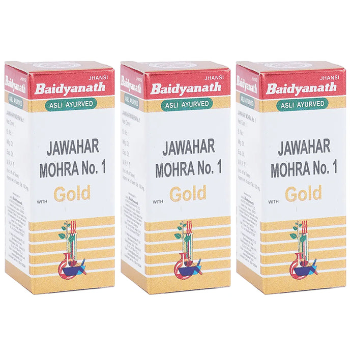 Baidyanath (Jhansi) Jawahar Mohra No. 1 with Gold Tablets (10 Each) - Classic Derma