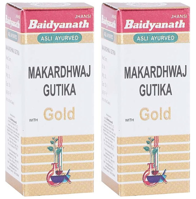 Baidyanath (Jhansi) Makardhwaj Gutika with Gold Tablet (1gm Each) - Classic Derma