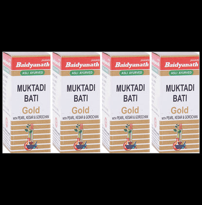 Baidyanath (Jhansi) Muktadi Bati Gold with Pearl, Kesar & Gorochan - Classic Derma