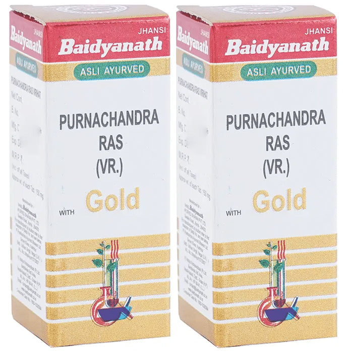 Baidyanath (Jhansi) Purnachandra Ras with Gold Tablets (25 Each) - Classic Derma