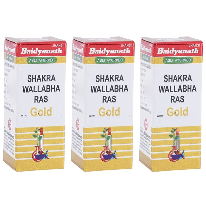 Baidyanath (Jhansi) Shakra Wallabha Ras with Gold (2.5gm Each) - Classic Derma