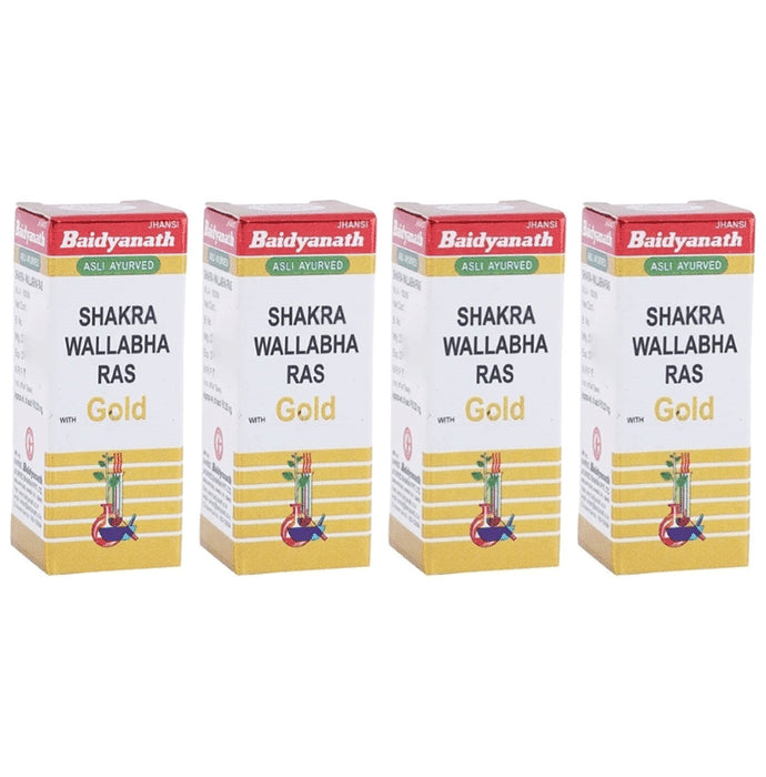 Baidyanath (Jhansi) Shakra Wallabha Ras with Gold (2.5gm Each)) - Classic Derma