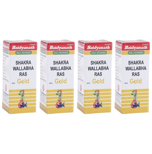 Baidyanath (Jhansi) Shakra Wallabha Ras with Gold (2.5gm Each)) - Classic Derma