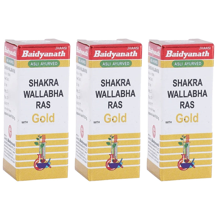 Baidyanath (Jhansi) Shakra Wallabha Ras with Gold Powder (1gm Each) - Classic Derma
