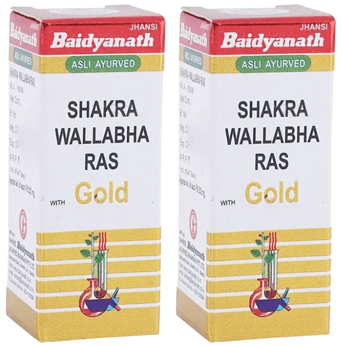 Baidyanath (Jhansi) Shakra Wallabha Ras with Gold Powder (1gm Each) - Classic Derma