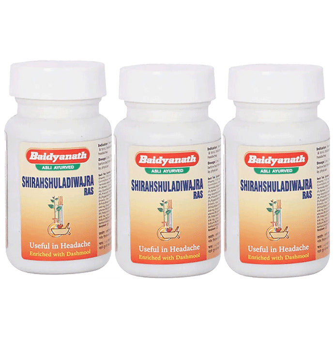Baidyanath (Jhansi) Shirahshuladiwajra Ras Tablet (40 Each) - Classic Derma