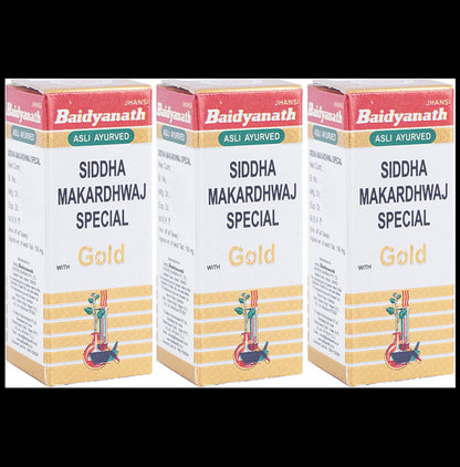Baidyanath (Jhansi) Siddha Makardhwaj Special with Gold (10 Each) - Classic Derma