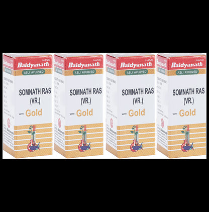 Baidyanath (Jhansi) Somnath Ras (Vr.) with Gold (10 Each) - Classic Derma