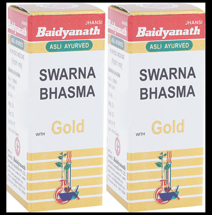 Baidyanath (Jhansi) Swarna Bhasma with Gold (500mg Each) - Classic Derma