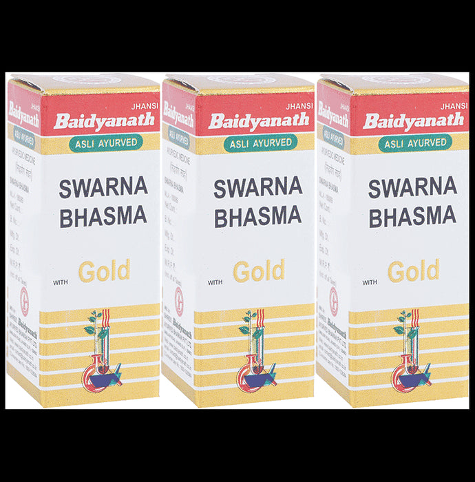 Baidyanath (Jhansi) Swarna Bhasma with Gold (500mg Each) - Classic Derma