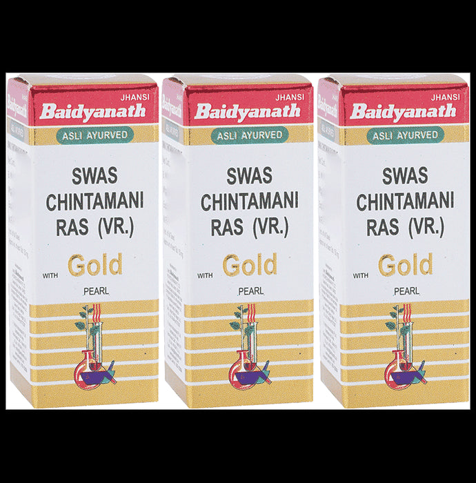 Baidyanath (Jhansi) Swas Chintamani Ras (Vr.) with Gold Pearl (10 Each) - Classic Derma