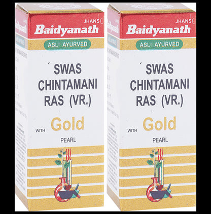Baidyanath (Jhansi) Swas Chintamani Ras (Vr.) with Gold Pearl (25 Each) - Classic Derma