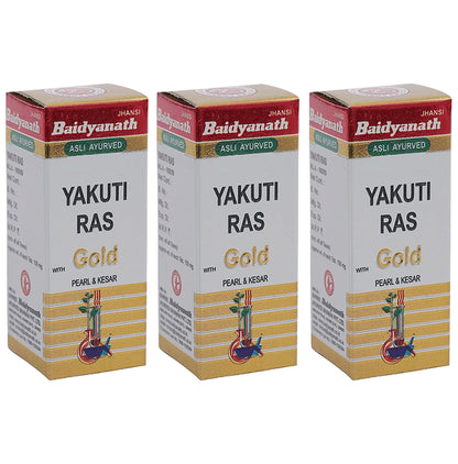 Baidyanath (Jhansi) Yakuti Ras with Gold Pearl & Kesar (10 Each) - Classic Derma