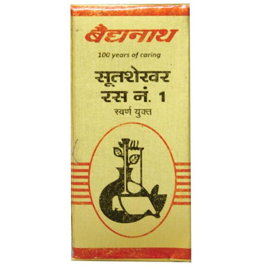 Baidyanath (Nagpur) Sootshekhar Ras No 1 with Gold Tablet | Helps Relieve Acidity, Headache & Vomiting - Classic Derma