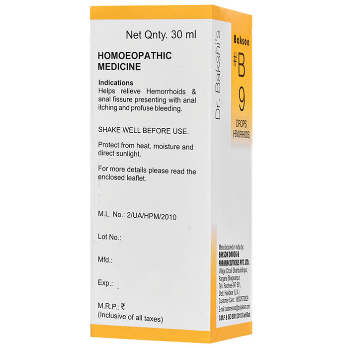 Bakson B9 Hemorrhoids Drop