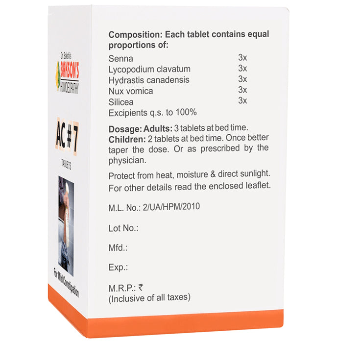 Bakson's Homeopathy AC#7 Tablet
