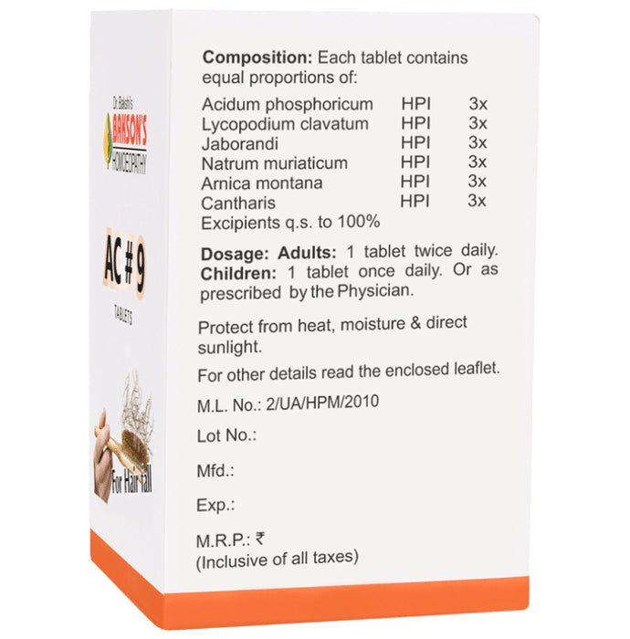 Bakson's Homeopathy AC#9 Tablet