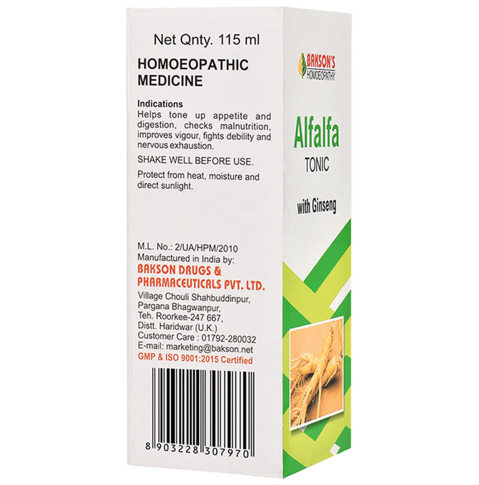Bakson's Homeopathy Alfalfa Tonic with Ginseng