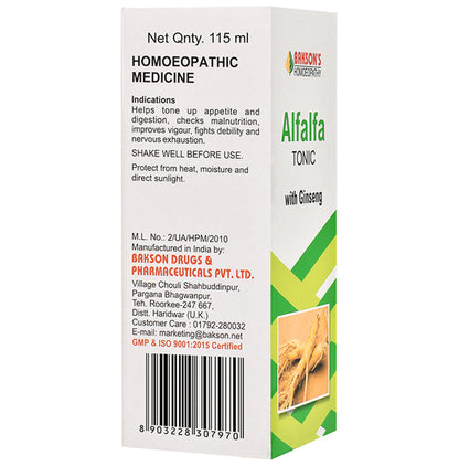 Bakson's Homeopathy Alfalfa Tonic with Ginseng